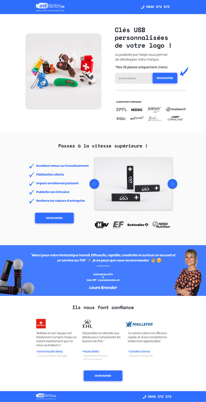 USB Factory landing page