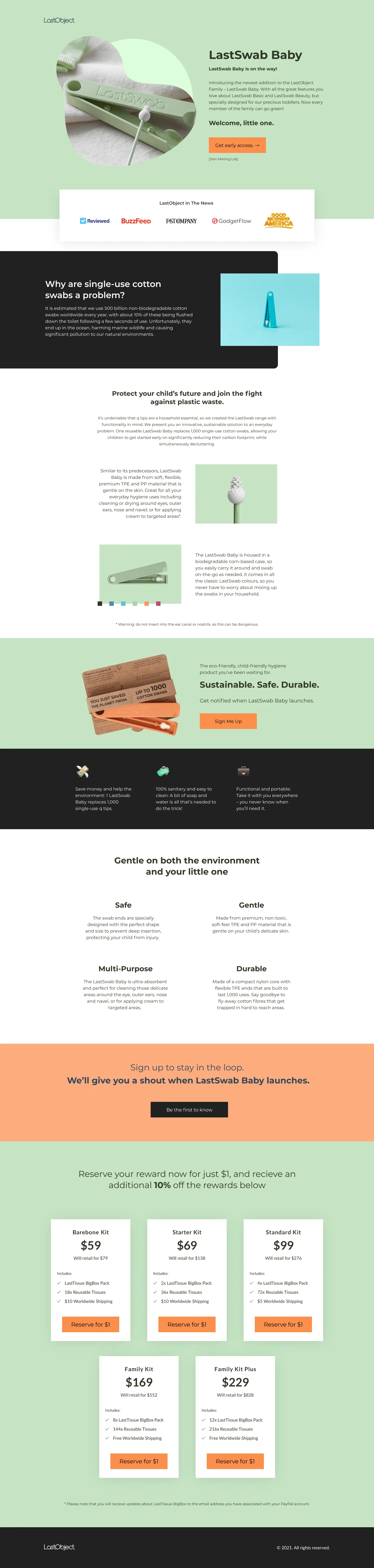 LastObject landing page — 20% conversion lift