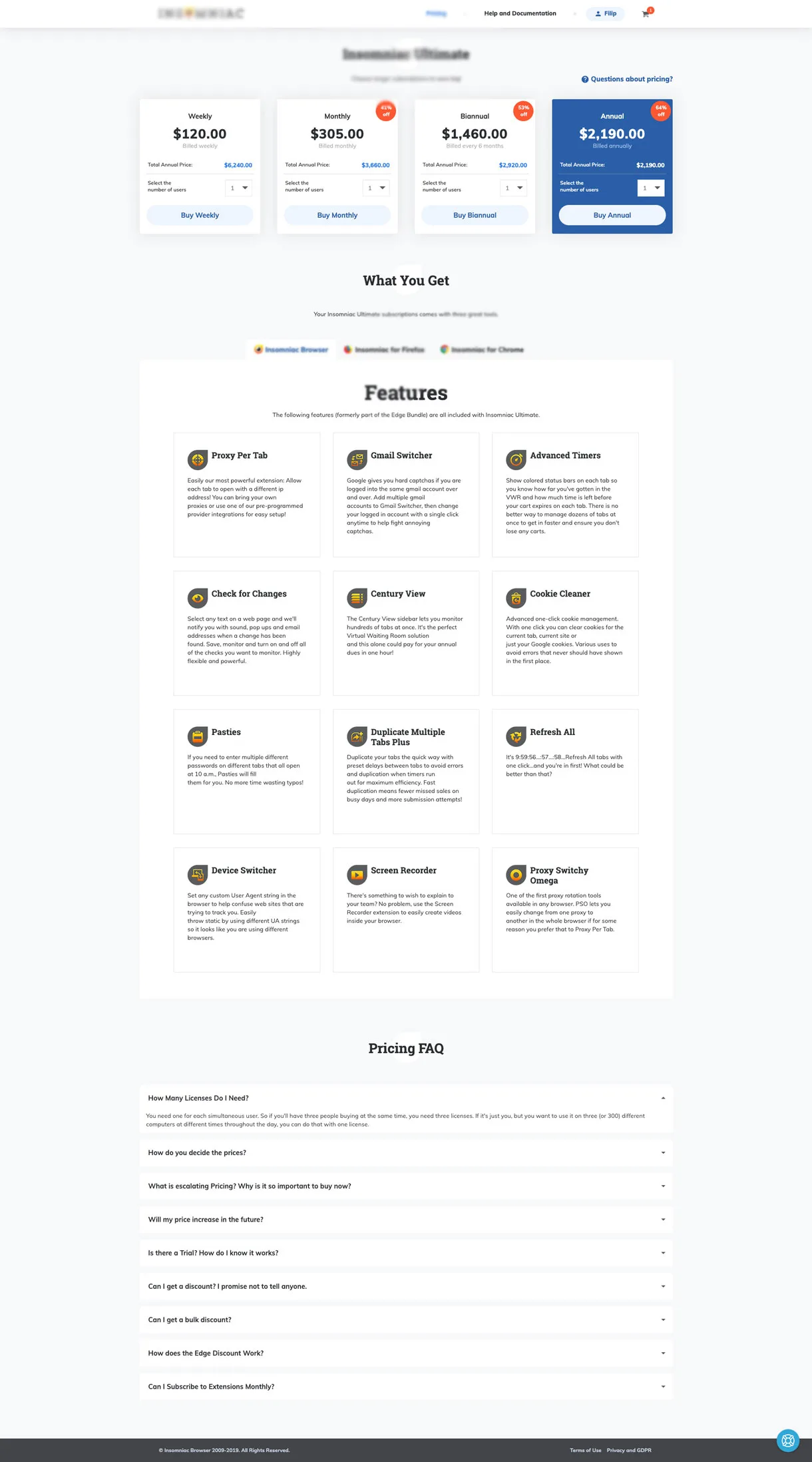 Pricing page redesign