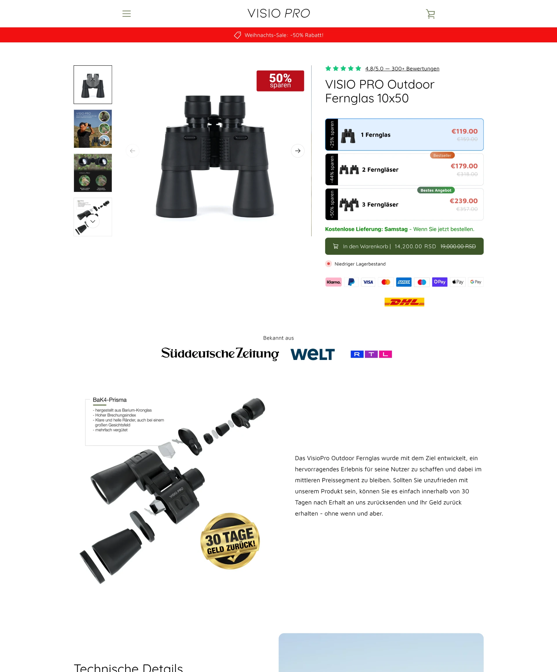 Visio Pro custom Shopify product page
