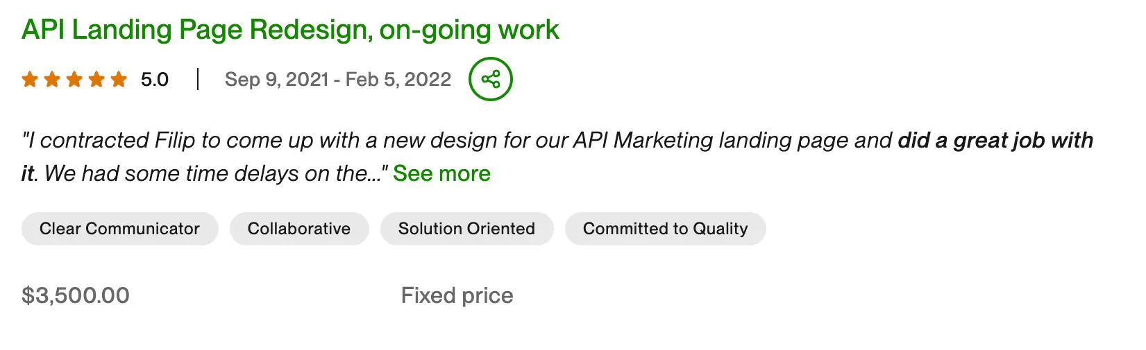 5-star Upwork review