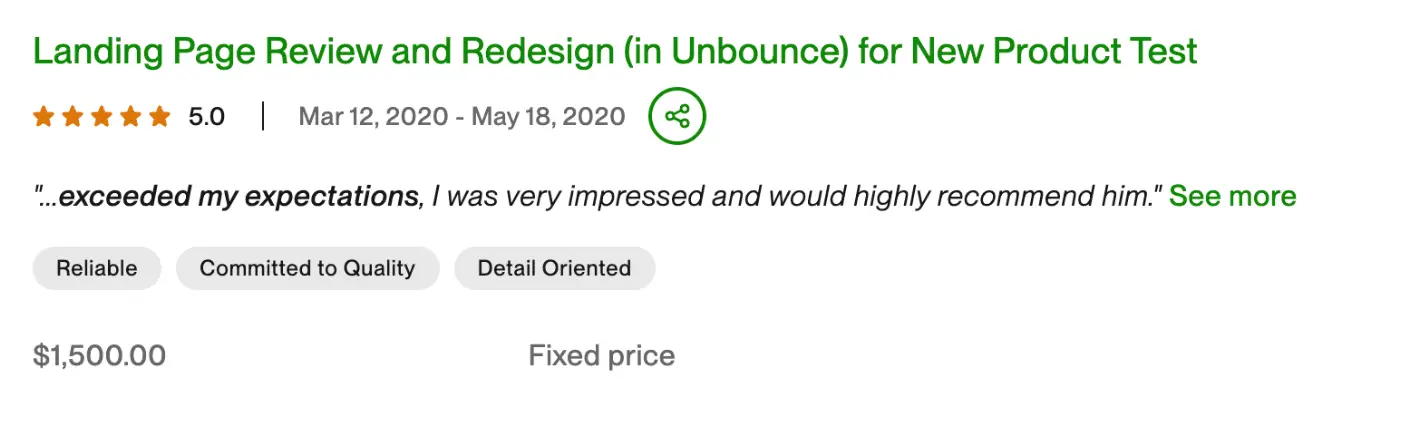 5-star Upwork review