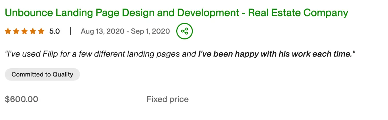5-star Upwork review