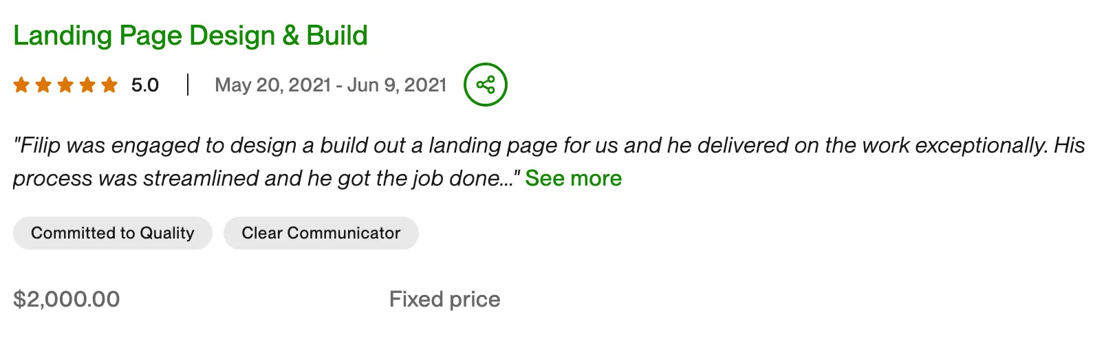 5-star Upwork review